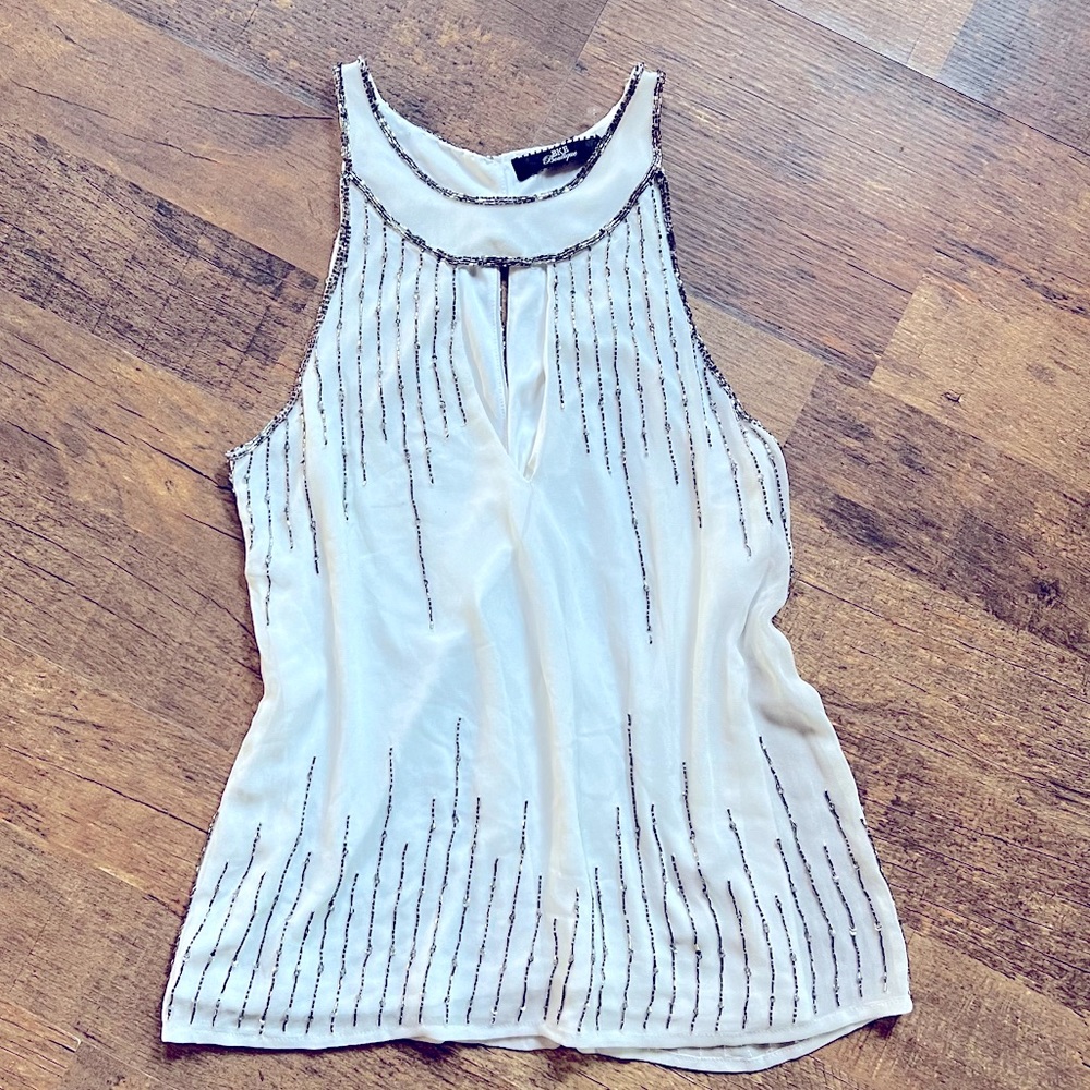 Super cute beaded white top